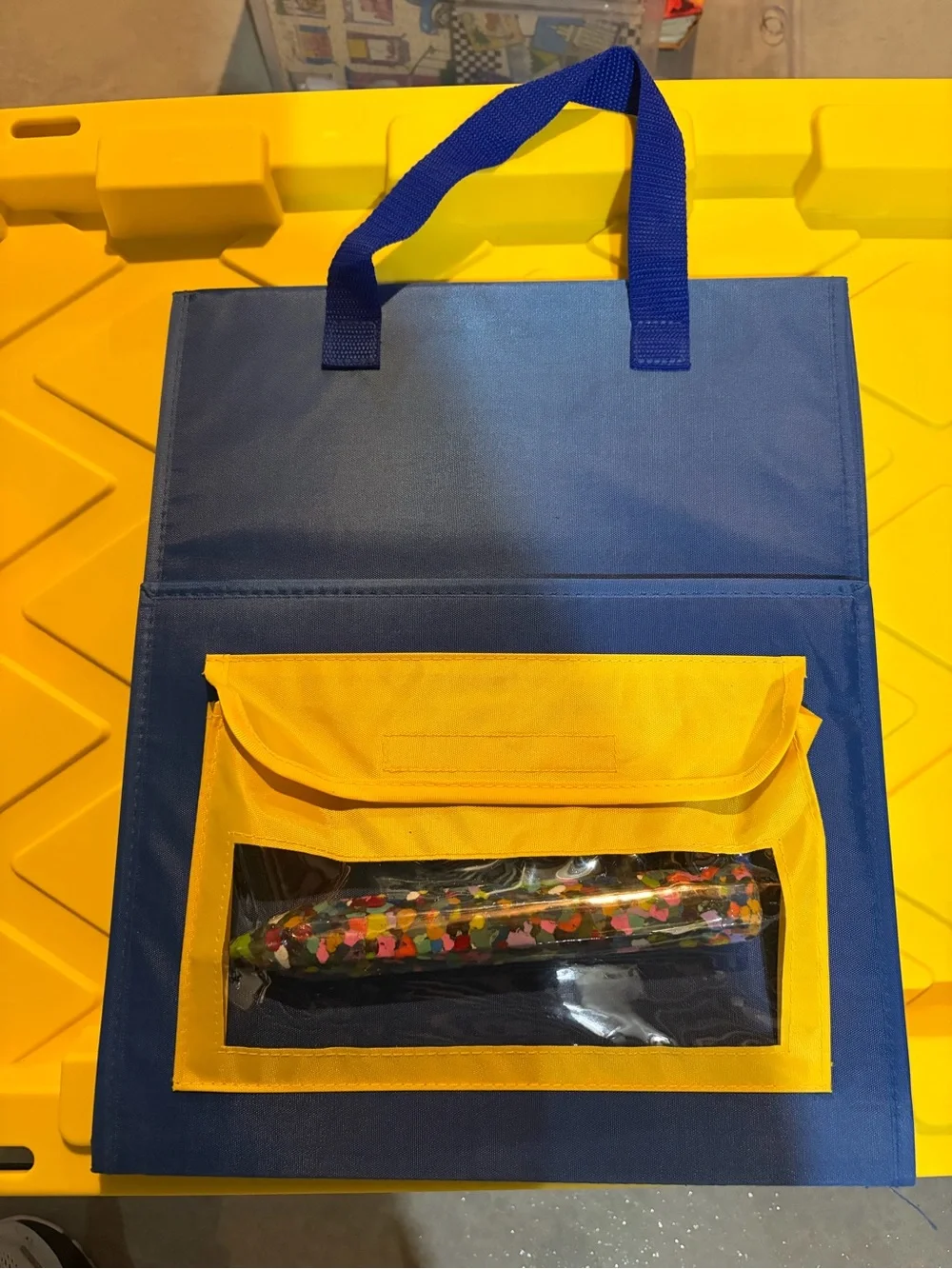 Playroom Double-Sided Magnetic Tabletop Pocket Chart - Blue & Yellow